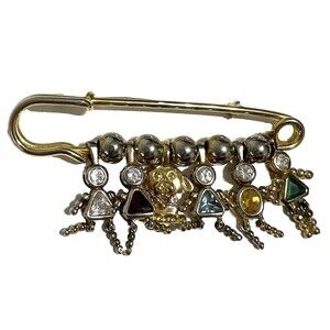 Birthstone Safety Pin Brooch Sterling 925 January March April May November Dog